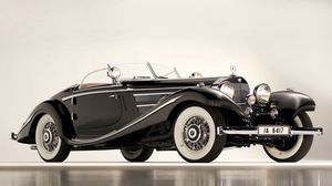 Превью обои mercedes, 1936, 540k, special roadster, классический, автомобиль, черный
