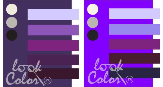 сочетание средне-фиолетового и ярко-фиолетового с фиолетовым