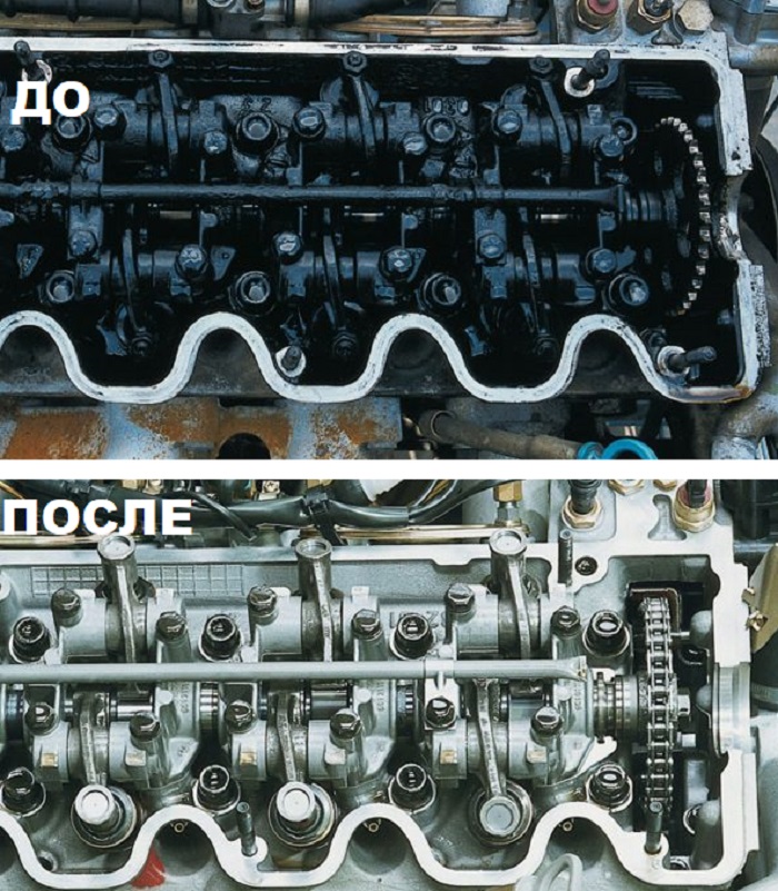 ДО и после промывки двигателя Эффект 
